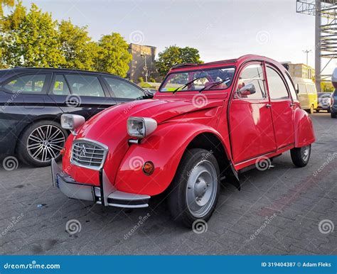 Classic Retro Veteran Vintage Old Popular Simple Red French Car Citroen