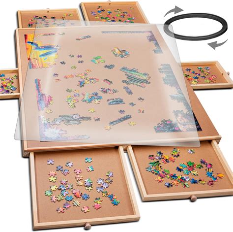 Amazon PLAYVIBE Rotating Jigsaw Puzzle Board With Drawers Puzzle