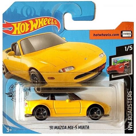 Masinuta Metalica Hot Wheels Mazda Mx Miata Colectia Hw Roadsters Galben