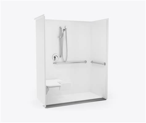 Xst Tr P Acrylx Alcove One Piece Shower In White With Trench