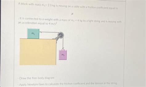 Solved A Block With Mass M₁ 20 Kg Is Moving On A Table