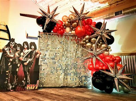 Rock And Roll Party Backdrop With Starburst Balloons