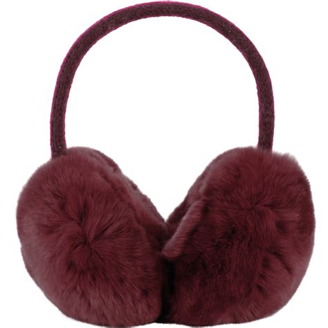 Yves Salomon Fluffy Fur Earmuffs In Burgundy Bambinifashioncom