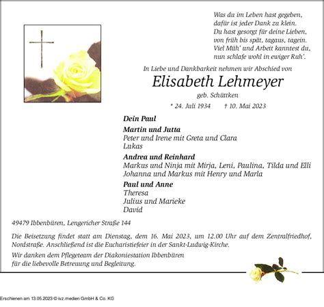 Ivz Trauer Elisabeth Lehmeyer