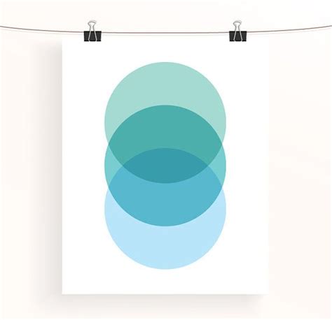 Circle Geometric Print Blue Abstract Home Decor Pastel Blue Ombre