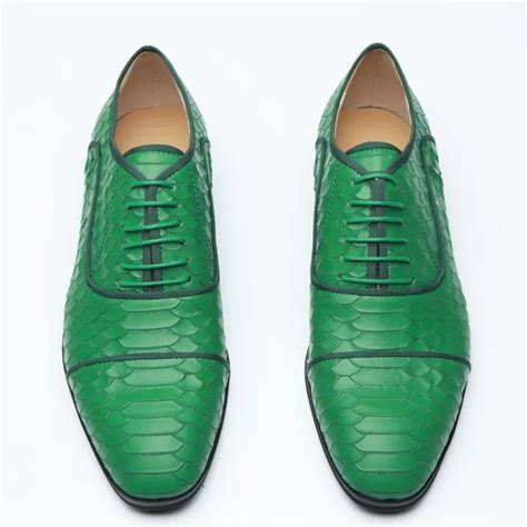 Green oxford shoes for men lace up flats leather formal office dress ...