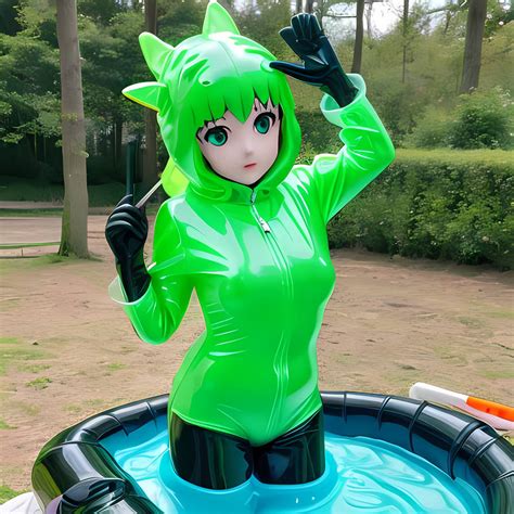 Anime Kigurumi Girl Green Bodysuit 8 Enhanced By Aiselly On Deviantart