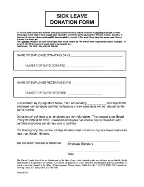 Fillable Online Sick Leave Donation Form Warren County Schools Fax