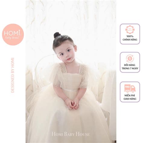 Đầm công chúa HOMI BABY HOUSE váy bé gái công chúa Lisa màu hồng nude Shopee Việt Nam