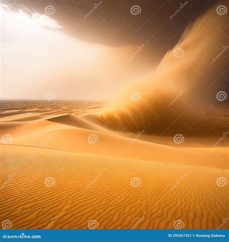 Sandstorm in desert stock illustration. Illustration of orange - 295457351
