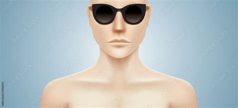 Vecteur Stock Naked Woman With Black Fashion Sunglasses White Sexy Girl Realistic Vector