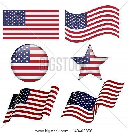 Set USA Flag Designs Vector & Photo (Free Trial) | Bigstock