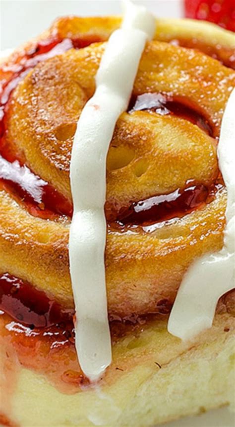 Strawberry Sweet Rolls With Vanilla Cream Cheese Glaze ~ Moist Delicious And Tasty Perfect