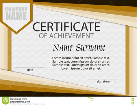 Certificate Of Achievement Template Horizontal Stock Vector With