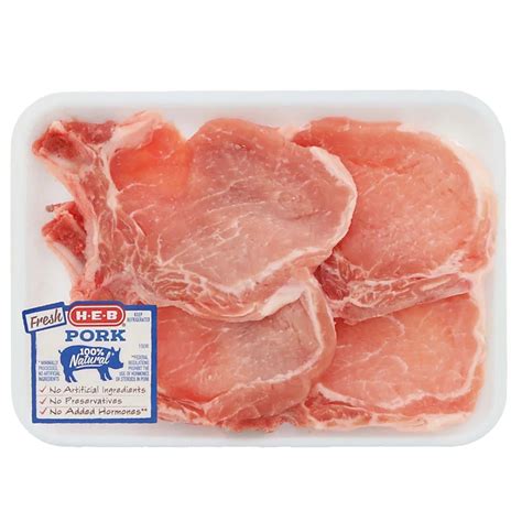 H E B Pork Center Rib Bone In Chops Wafer Thin Shop Meat At H E B