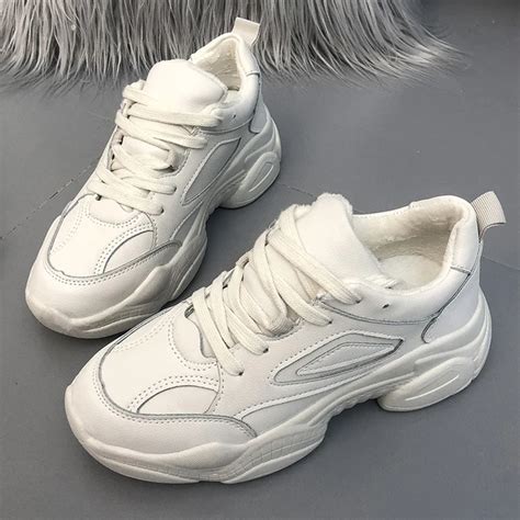 2019 New Spring Fashion White Chunky Sneakers Women Casual Shoes Winter