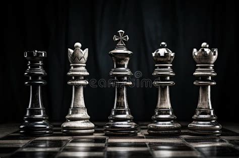 Classic Chess Pieces on a Dark Background Stock Illustration ...