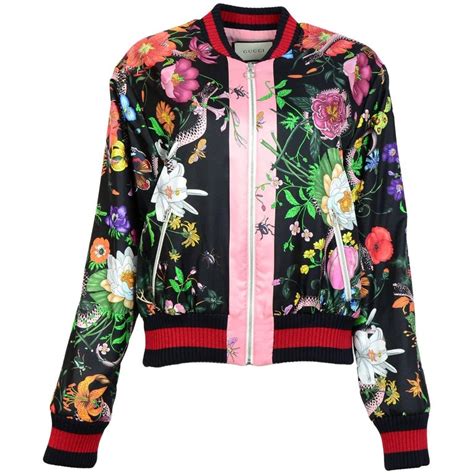 Gucci Floral Silk Bomber Jacket Sz It48 Nwt For Sale At 1stdibs