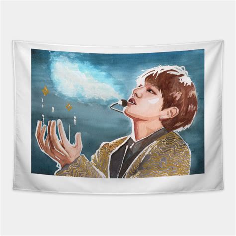 Kim Taehyung V Bts Singer Watercolour Fanart Bts Tapestry Teepublic