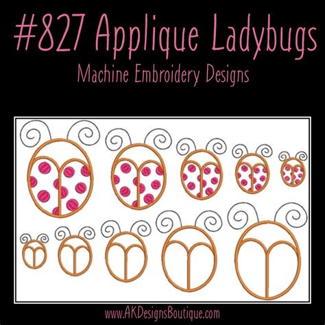 Applique Ladybug Machine Embroidery Designs