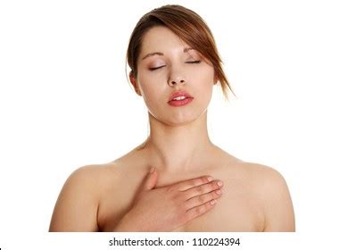 Naked Woman Closed Eyes Standing Hand Stock Photo 110224394 Shutterstock