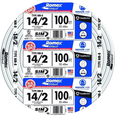 Southwire 100 Ft 14 2 Solid Romex SIMpull CU NM B W G Wire 28827428