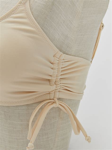 EKRU Kadın Dikişli Pedli Düz Bikini Üst S AE Z SGG LCW