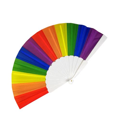 IOPQO Fan Rainbow Hand Held Folding Fan Dance Fan For Wedding Themed