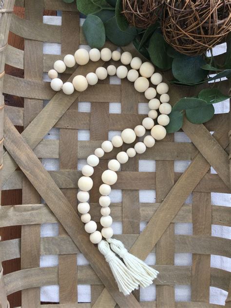 Natural Wood Bead Garland Easter Bead Garland Boho Home Etsy