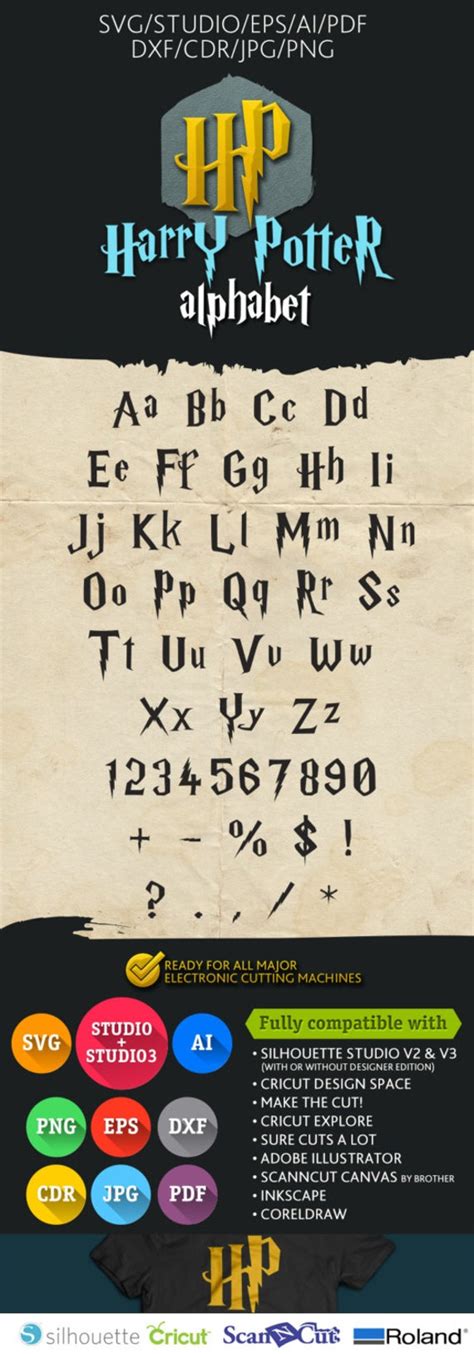 Harry Potter Font Wizard Hogwarts Alphabet SVG DXF by PremiumSVG