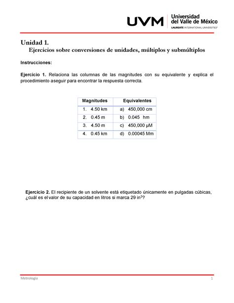 U1 Actividad 1 Ejercicios resueltod Metrología 1 Unidad 1 Ejercicios