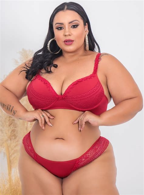 Conjunto Plus Size Elegance Vermelho Mais Que Lingerie