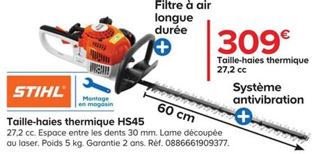 Promo Stihl Taille Haies Thermique Hs45 Chez Castorama