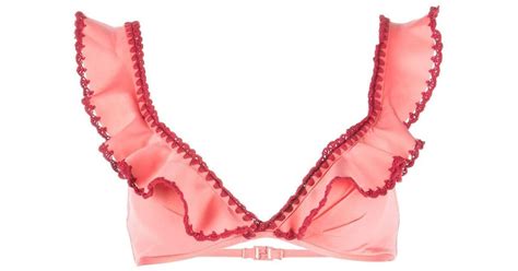 Zimmermann Lyre Crochet Frill Bikini Set In Red Lyst Uk