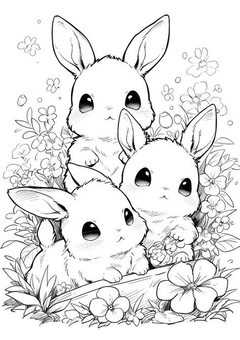 Page de coloriage pour Enfant Bébés Lapins Etsy France en 2024