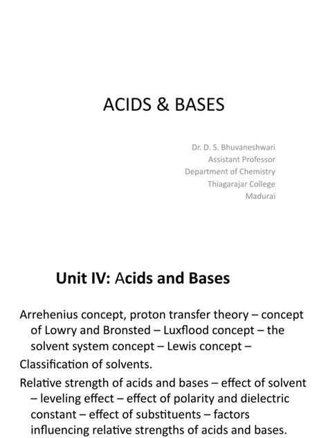 Acids & Bases | PDF | Acid | Solvent