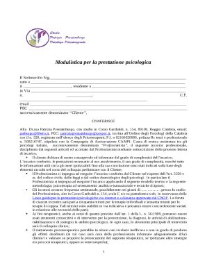 Modulistica Per La Prestazione Psicologica Doc Template PdfFiller