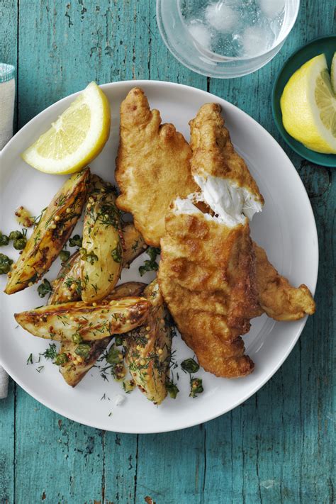 Best Beer Battered Cod And Roasted Potato Salad Recipe How To Make Beer Battered Cod And