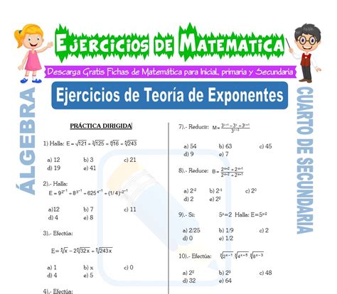 Ejercicios De Exponentes Resueltos Pdf El Blog Del Profe Alex Teoria