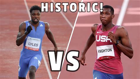 Noah Lyles Defeated Erriyon Knighton In Historic Meter Dash At