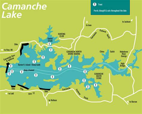 Lake Camanche Map Your Guide To Recreation And Fishing Paraiso Island