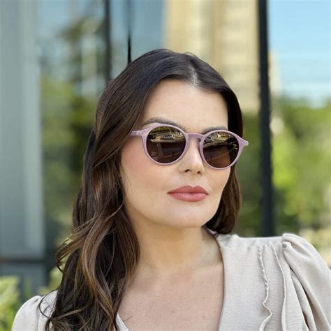 Oculos De Sol Rosa - Óculos de Sol Feminino Redondo Rosa Laila - Safine