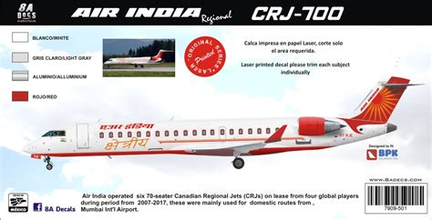 Adecs Decals Catalogue Air India Regional Crj