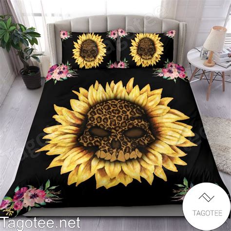 Sunflower Skull Floral Bedding Set Tagotee