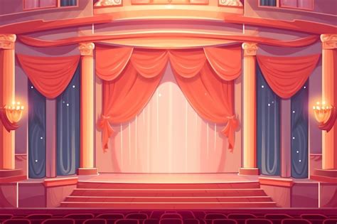 Premium Photo | A stage with red curtains and columns