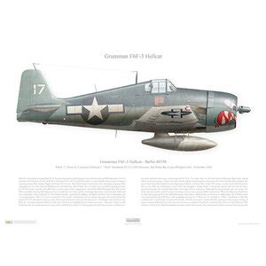 Aircraft profile print of F6F-3 Hellcat, VF-27 "Cat Mouth", 40358 in ...