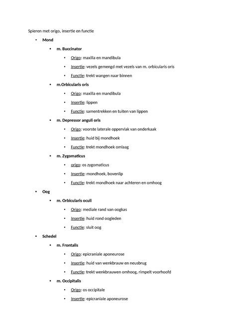 Spieren Met Origo Samenvatting Anatomie Spieren Met Origo Insertie