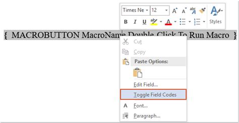 How to apply a button to run a macro code in Word document?