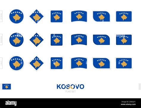 Kosovo Flag Set Simple Flags Of Kosovo With Three Different Effects