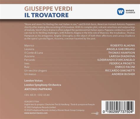 Компакт диск Verdi Il Trovatore Antonio Pappano купить в интернет